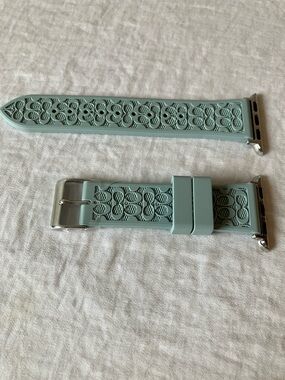 Coach: Sea Foam Green Silicone Apple Watch Strap- 38mm-40mm
